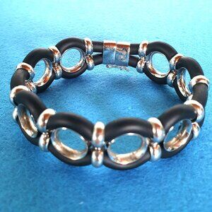 Bold Vintage Italy Erwin Pearl 925 Sterling Silver O-Link Statement Bracelet